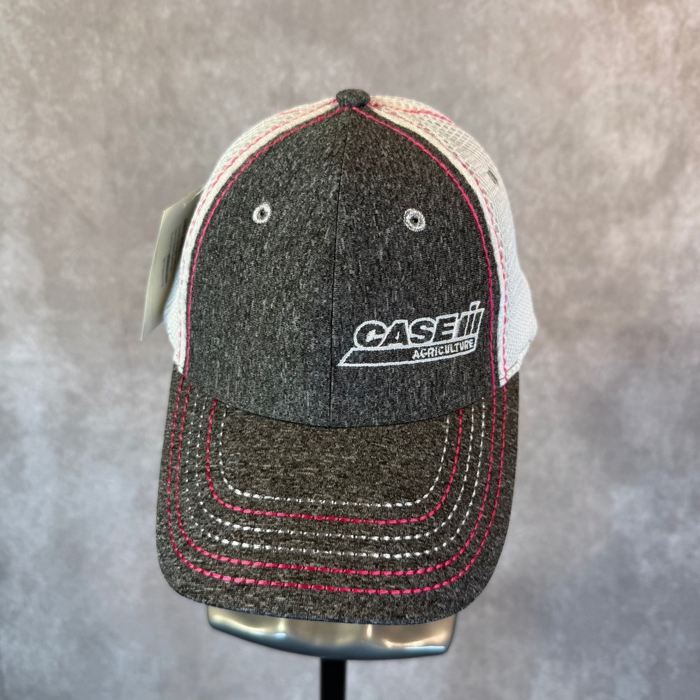 Case Iil Agriculture Trucker Hat Women OSFM Grey White Pink Melange Mesh Farming